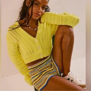Free People Yellow Cardigan Sweater